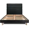 Image de Lit avec tête de lit lignes bouclette et sommier kit noir 140x190