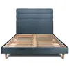 Image de Lit avec tête de lit lignes bouclette et sommier kit bleu 180x200