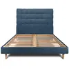 Image de Lit avec tête de lit capitonnée tissu et sommier kit bleu océan 180x2