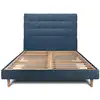 Image de Lit avec tête de lit capitonnée tissu et sommier kit bleu océan 140x1
