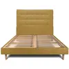Image de Lit avec tête de lit capitonnée tissu et sommier kit jaune 200x200