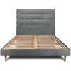 Image de Lit avec tête de lit capitonnée tissu et sommier kit gris anthracite