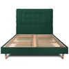 Image de Lit avec tête de lit capitonnée velours et sommier kit vert 140x190