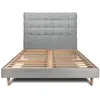 Image de Lit avec tête de lit capitonnée et sommier kit gris 180x200