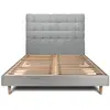 Image de Lit avec tête de lit capitonnée et sommier kit gris 140x190