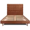 Image de Lit avec tête de lit capitonnée et sommier kit terracotta 180x200