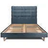 Image de Lit avec tête de lit capitonnée et sommier kit bleu 140x200