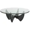 Image de Table basse ronde en chêne massif noir avec plateau en verre - l100 cm