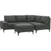 Image de Canapé d'angle 4-5 places en tissu chenille gris anthracite avec pouf