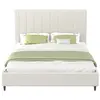 Image de Lit bouclette 160x200cm beige avec tête de lit et sommier