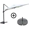 Image de Ensemble parasol écru 3x4m et 4 dalles à lester