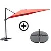 Image de Ensemble parasol terracotta 3x3m et 4 dalles à lester
