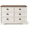 Image de Commode 6 tiroirs blanc et bois 120cm