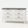 Image de Commode 6 tiroirs blanc rainuré et bois 120cm