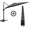 Image de Bundle parasol 3x4m déporté rotatif gris + housse