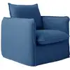 Image de Fauteuil déhoussable en tissu effet lin bleu