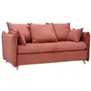 Image de Canapé convertible velours côtelé couchage 140x190 cm framboise