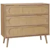 Image de Commode décor bois, cannage arrondi, 3 tiroirs