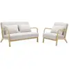 Image de Banquette 2 places + fauteuil tissu bouclettes