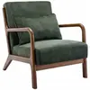 Image de Fauteuil velours kaki foncé, hévéa teinté