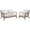 Image de Banquette + fauteuil bouclette hévéa teinté