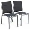 Image de Lot de 2 chaises en aluminium gris et textilène gris