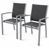 Image de Lot de 2 fauteuils en aluminium gris et textilène anthracite