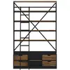 Image de Bibliothèque 160 cm en bois et métal avec échelle, 4 tiroirs