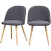 Image de Lot de 2 chaises en tissu gris foncé et pieds en métal