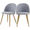 Image de Lot de 2 chaises en tissu gris clair et pieds en métal