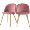 Image de Lot de 2 chaises en velours rose et pieds en métal