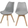 Image de Lot de 2 chaises gris clair et pieds bois