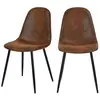 Image de Lot de 2 chaises en microfibre marron effet vieilli