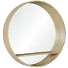 Image de Miroir rond en chêne avec étagère d60cm