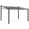 Image de Pergola murale en aluminium et toile coulissante 3x4m gris