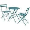 Image de Ensemble bistrot rond pliable bleu canard D60cm