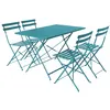 Image de Salon de jardin bistrot pliable rectangulaire 110 x 70cm, bleu canard