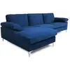 Image de Canapé d'angle gauche 4-5 places en velours bleu