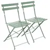 Image de Lot de 2 chaises de jardin pliables en acier thermolaqué vert de gris