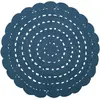 Image de Tapis lavable rond Alma crochet bleu (120 cm)