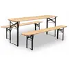 Image de Table en bois 180cm avec 2 bancs esprit brasserie