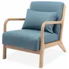 Image de Fauteuil en bois avec tissu bleu 65x 80x79cm
