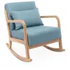 Image de Fauteuil à bascule design bois et tissu bleu