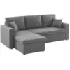 Image de Canapé d'angle convertible 3 places en tissu gris chiné foncé