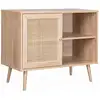 Image de Meuble de rangement en cannage 2 niveaux 1 porte 80x39x65.8cm