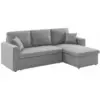 Image de Canapé d'angle convertible 3 places en tissu gris clair