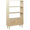 Image de Etagère bibliothèque décor bois et cannage