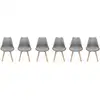 Image de Lot de 6 chaises scandinaves grises pieds bois
