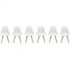 Image de Lot de 6 chaises scandinaves, blanches pieds bois