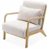 Image de Fauteuil à bouclettes blanches en bois et tissu